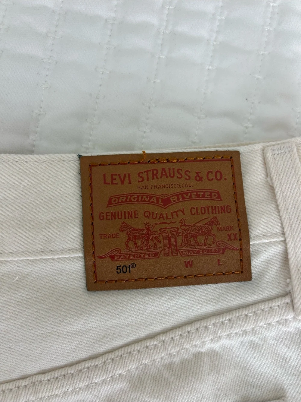 Levi’s White Denim Shorts 501